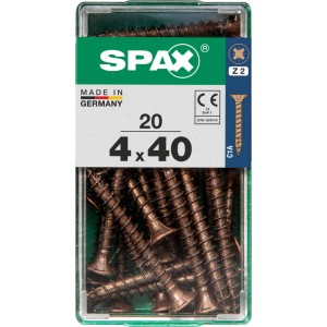 Viti per legno SPAX 4x40 mm, 20 pezzi, in contenitore trasparente.
