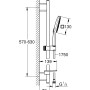 Disegno tecnico del set asta doccia Grohe QuickFix Vitalio SmartActive 130 Cube con dimensioni.