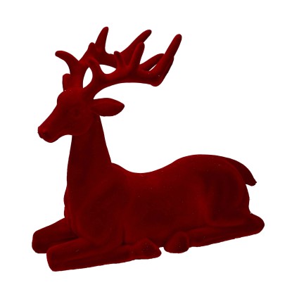 Renna in ceramica floccata rosso 26x10xh24,5 cm