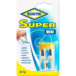 Bostik Super Mini colla, 3 tubetti da 1g ciascuno, per gomma, metallo, plastica, legno, ceramica, porcellana e pietra.