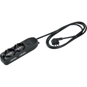 Multipresa nera t.b.t. con due prese e cavo.