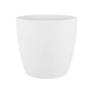 Vaso da fiori rotondo bianco Elho Brussels (Ø 25 cm) in plastica riciclata per interni.