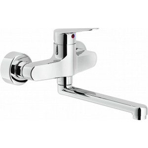 Rubinetto a parete t.b.t. cromato per cucina o bagno.