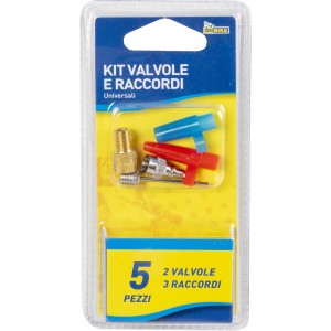 Kit valvole e adattatori per bici, 5 pezzi per riparazioni.