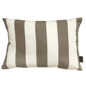 Cuscino da esterno t.b.t. con motivo a righe grigio e bianco.