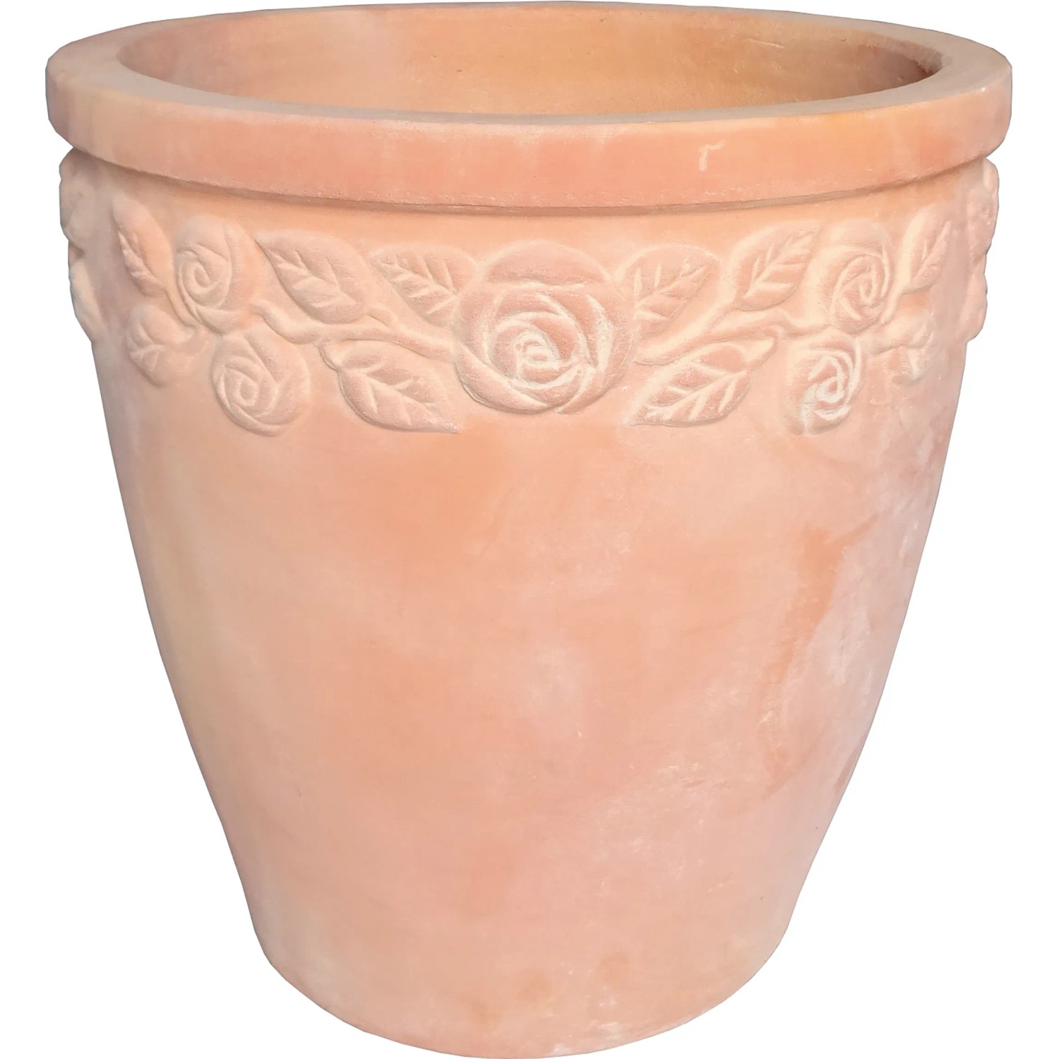 Vaso per piante in terracotta (Ø 29cm) con decoro a rose per giardino e balcone.