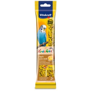 Vitakraft Kräcker per uccelli, snack con uovo e semi di prato in confezione gialla da 2.
