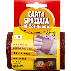 Rotolo di carta vetrata grana 60 per legno, vernice e stucco.