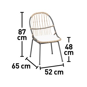 Immagine che mostra le dimensioni della sedia da giardino t.b.t.