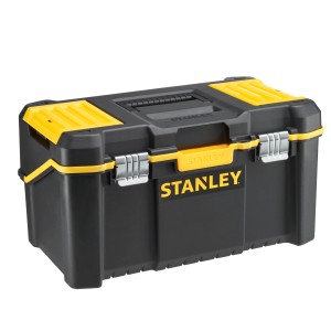Cassetta portautensili Stanley Essential 19 pollici a 3 scomparti con sistema a sbalzo, nero e giallo.