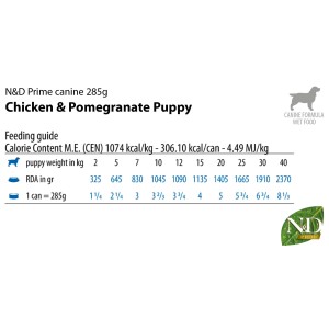 N&D Prime cibo umido per cani Pollo e Melograno Puppy, lattina da 285g.
