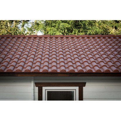 Listello chiudi colmo tondo tegola plastica color terracotta confezione 4 pz