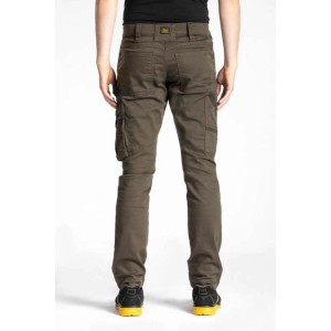 Pantaloni da lavoro t.b.t. color kaki con tasche cargo, vista posteriore.