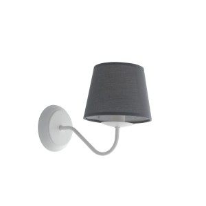 Applique t.b.t. grigia con supporto bianco. Lampada da parete moderna per interni.