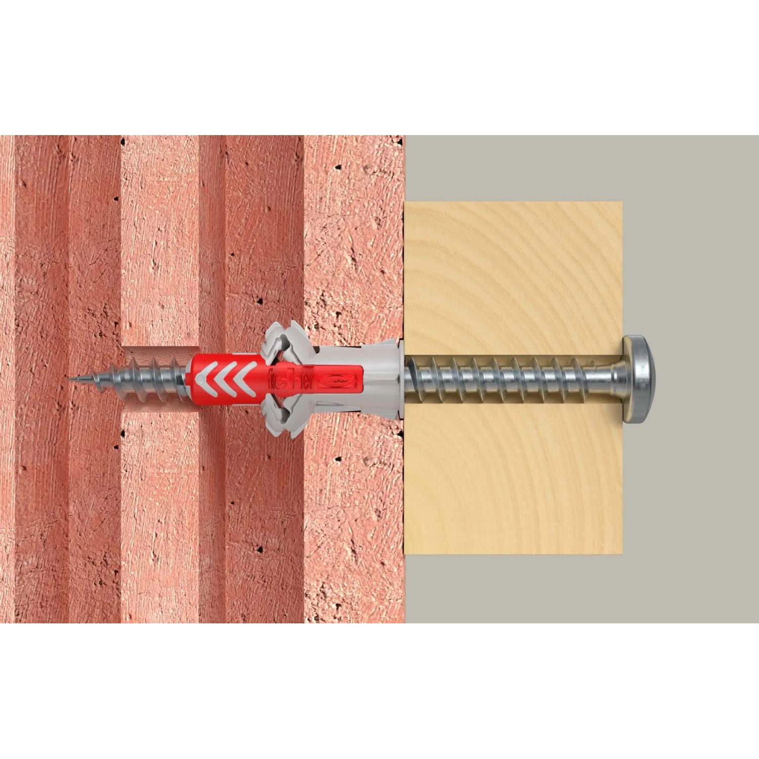 Tassello t.b.t. inserito in muro e legno.