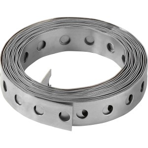 Nastro forato in acciaio inox arrotolato, 17 mm di larghezza, 1,5 m di lunghezza, per costruzioni in legno.