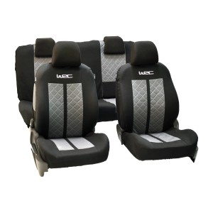 t.b.t. Accessorio auto interni: Coprisedili neri con motivo a rombi grigi e logo WRC.