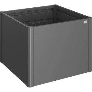 Aiuola rialzata Biohort in metallo, grigio scuro metallizzato, 102x102x77cm. Aiuola quadrata vuota.