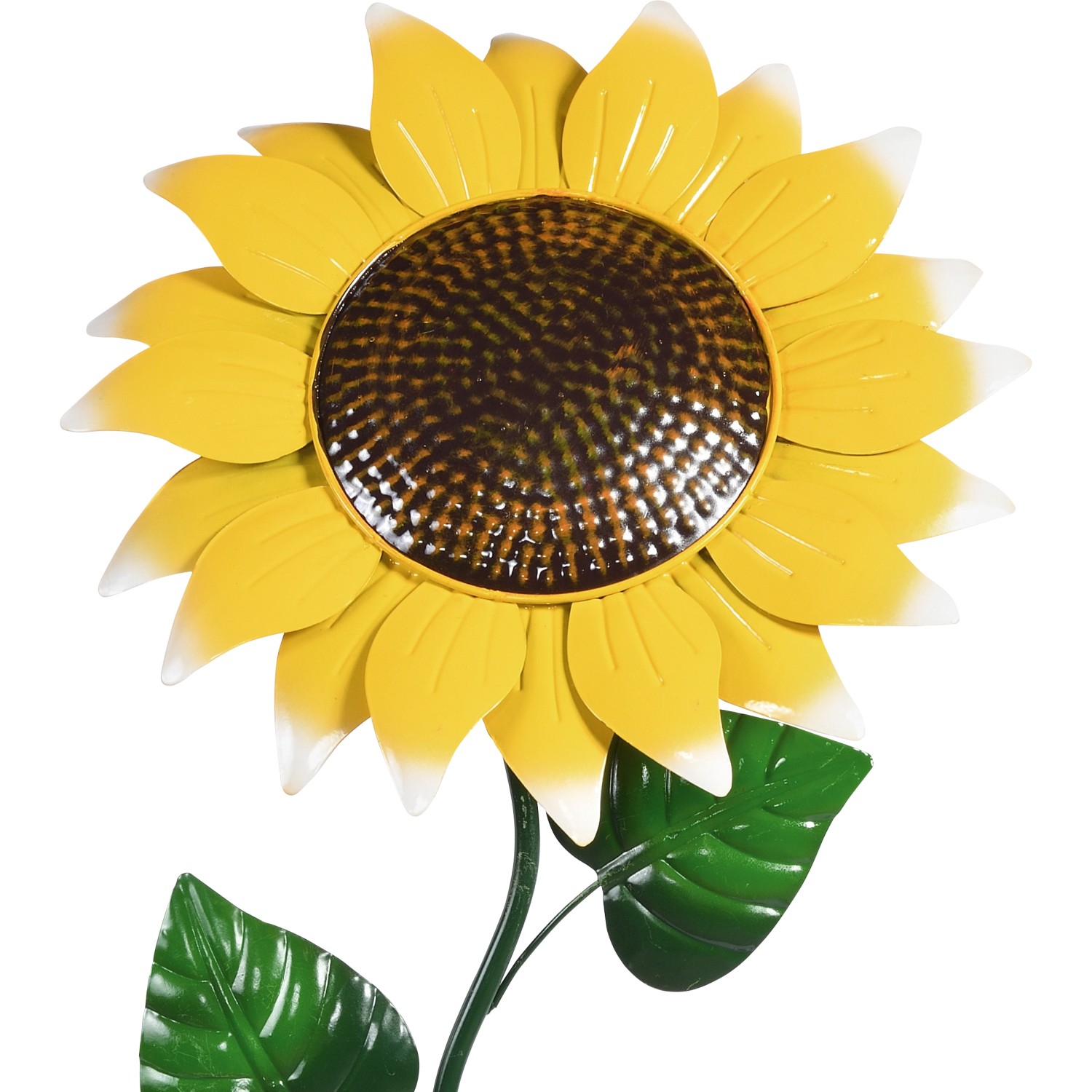 Decorazione da giardino: paletto a forma di girasole giallo in metallo, altezza 129 cm.