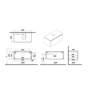 Mobile bagno base lavabo sospeso 1 cassetto Integra Round 100 cm matt white