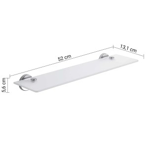 Mensola doccia in vetro t.b.t., larghezza 52 cm, con supporti cromati.