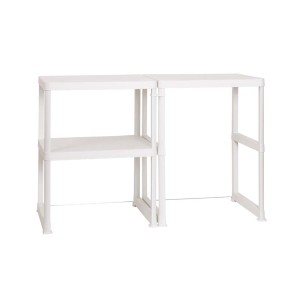 Scaffale t.b.t. bianco in plastica, composto da due parti.