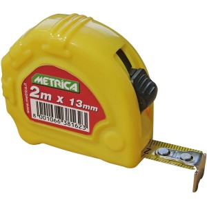 Metro a nastro giallo, 2m x 13mm, per misurazioni precise.