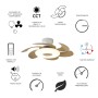 Ventilatore da soffitto effetto legno con illuminazione LED, varie funzioni.