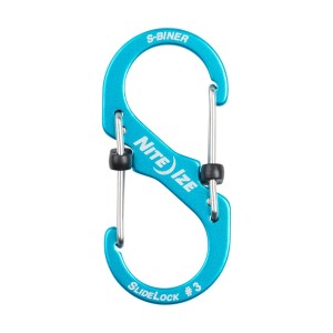 Moschettone S-Biner blu con due aperture e blocco a scorrimento per Anelli e rondelle di sicurezza.
