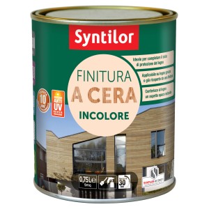 Barattolo di cera per legno incolore Syntilor per interni ed esterni.