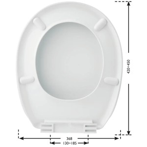 Sedile WC t.b.t. bianco con dimensioni per l'installazione. Sedili WC online da OBI.