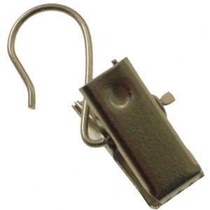 Gancio per tenda in metallo con clip per binari per tende.