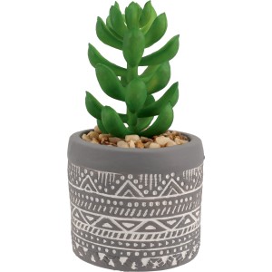 Succulenta artificiale in vaso decorato, decorazione per il giardino.