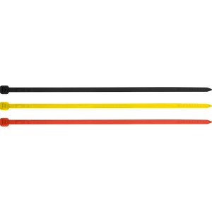 Set di fascette per cavi, 75 pezzi, 150 mm, in rosso, giallo e nero per l'organizzazione dei cavi.