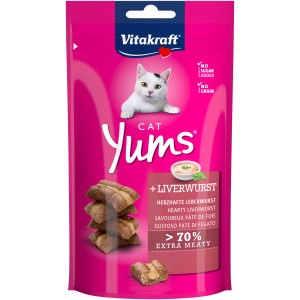 Vitakraft Cat Yums Salsiccia di fegato, snack succulenti per gatti in confezione da 40g.