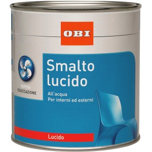 Barattolo di smalto colorato blu lucido per interni ed esterni.