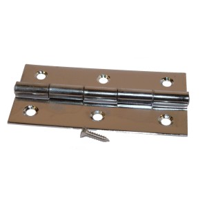 Cerniera articolata in acciaio inox lucido con vite per il montaggio.