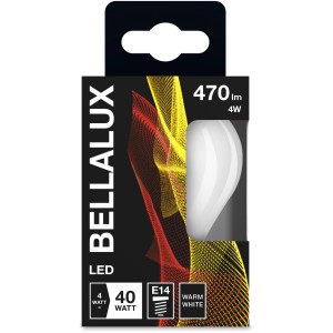 Lampadina LED Bellalux E14 a goccia, 4W, 470lm, luce bianca calda, per illuminazione d'atmosfera.