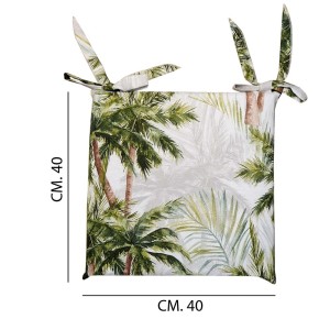 Cuscino da esterno t.b.t. con motivo a palme e lacci, 40x40 cm.