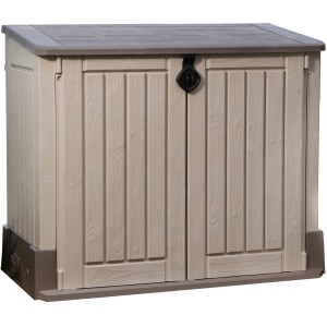 Box universale con design effetto legno, ideale per giardino e terrazza.