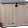 Box universale con design effetto legno, ideale per giardino e terrazza.