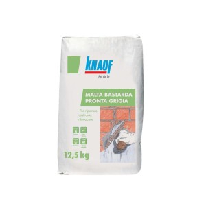 Sacco di Knauf Malta Bastarda, malta cementizia grigia, 12,5 kg.
