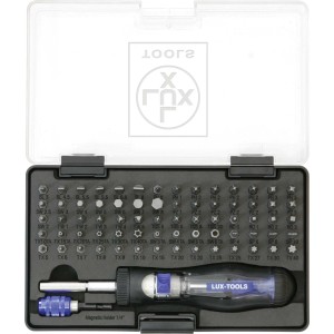 LUX Bitset 73 pezzi Comfort in valigetta: cacciavite con inserti per officina e fai da te.