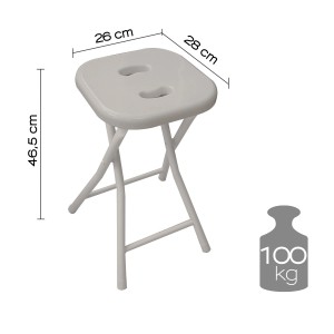 Sgabello da bagno pieghevole bianco t.b.t. con dimensioni e portata (100kg).