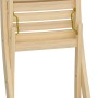 Sedia pieghevole Canston piegata in legno naturale per risparmiare spazio.