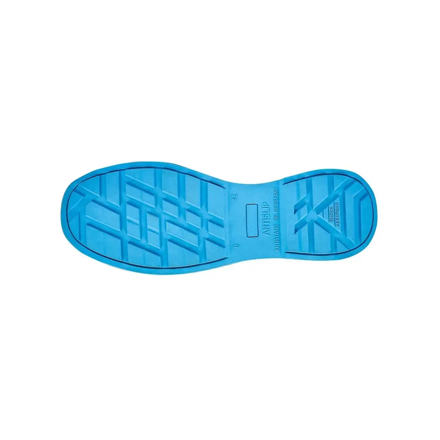 Suola blu di abbigliamento da lavoro t.b.t. con profilo antiscivolo.