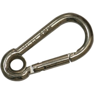 Moschettone argentato per applicazioni versatili.