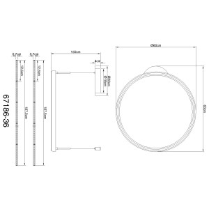 Disegno tecnico della lampada t.b.t. Sospensioni con dimensioni.