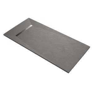 Piatto doccia grigio t.b.t. con forma rettangolare e scarico a incasso.