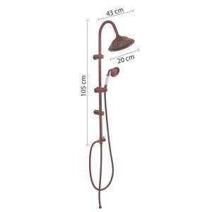 Colonna doccia t.b.t. con soffione e doccetta in rame.